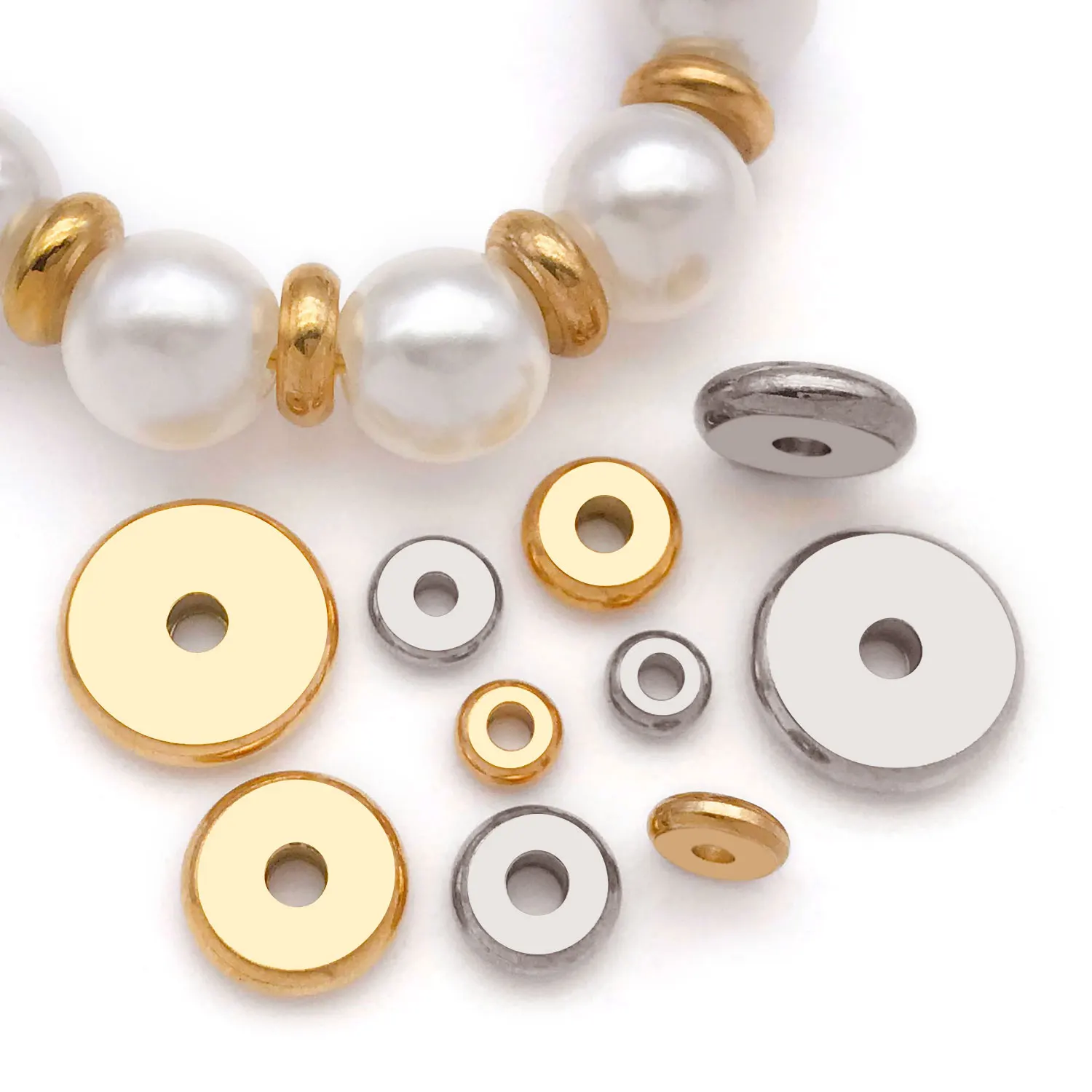 

10pcs Stainless Steel Charms Spacer Beads Flat Round Loose Beads Wheel Bead For DIY Bracelet Necklace Jewelry Making Accessories
