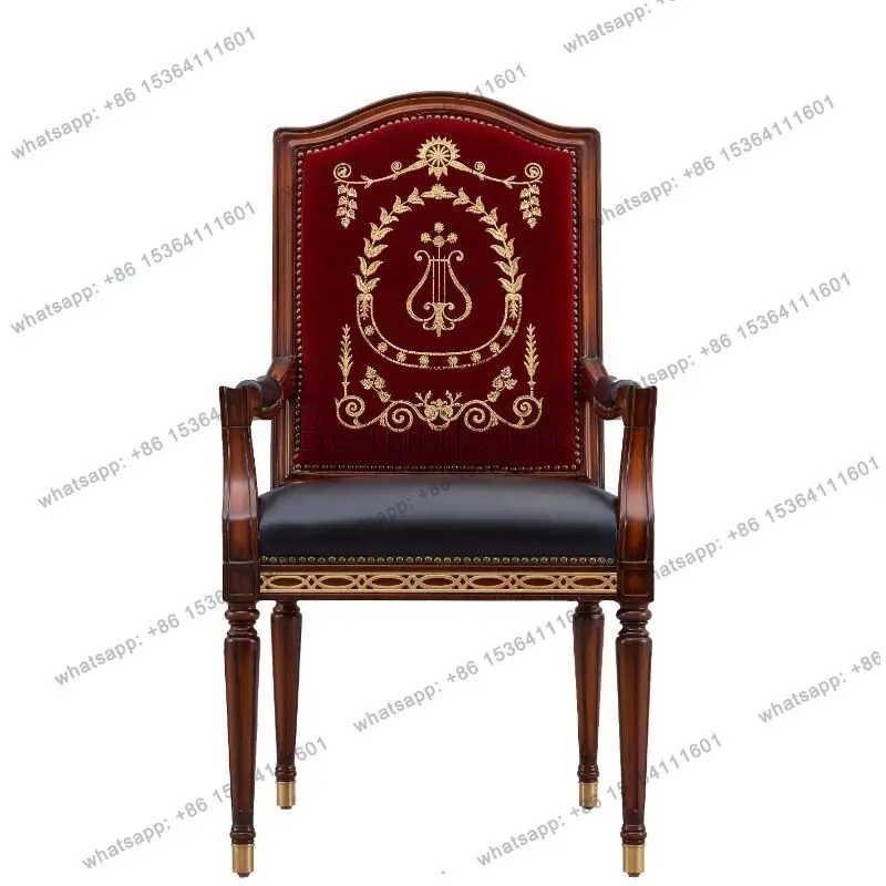 

Study chair European solid wood old French casual armchair