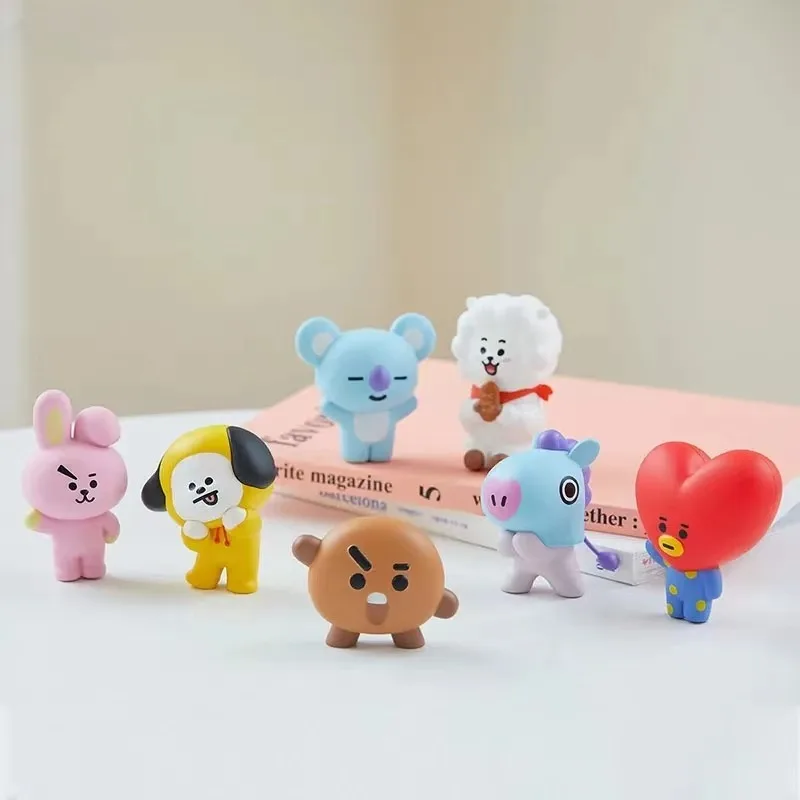 Bt21 Фигурки Anime Figure Little Rabbit Mobile Phone Stand Original Anime Model TV Drama Artifact Desktop Accessories Toy