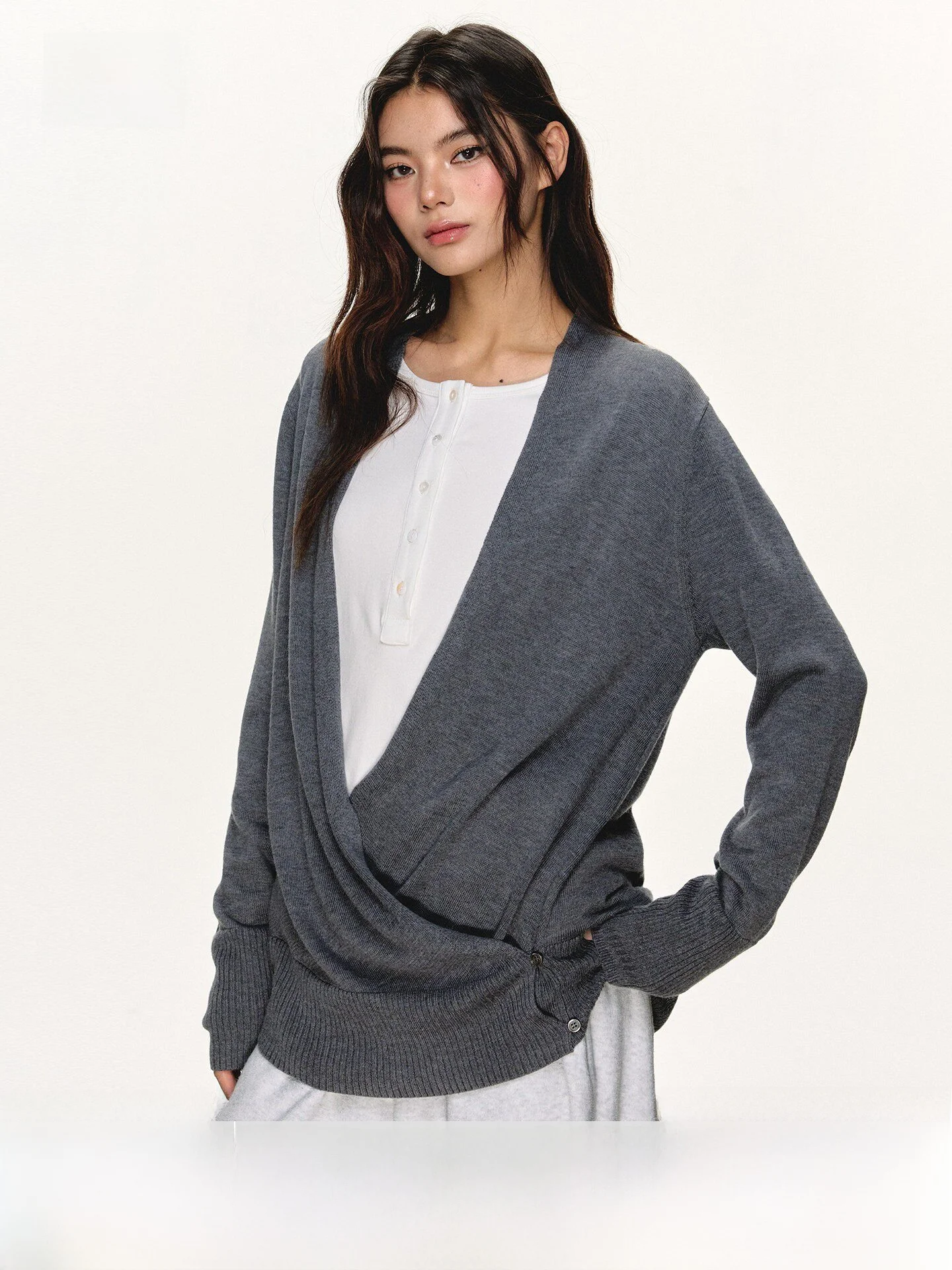 

Anna Aneae Women's Wool Knitted Open Cardigan Spring Design Loose Long ey Casual Sle Long Sve Regular Length Top