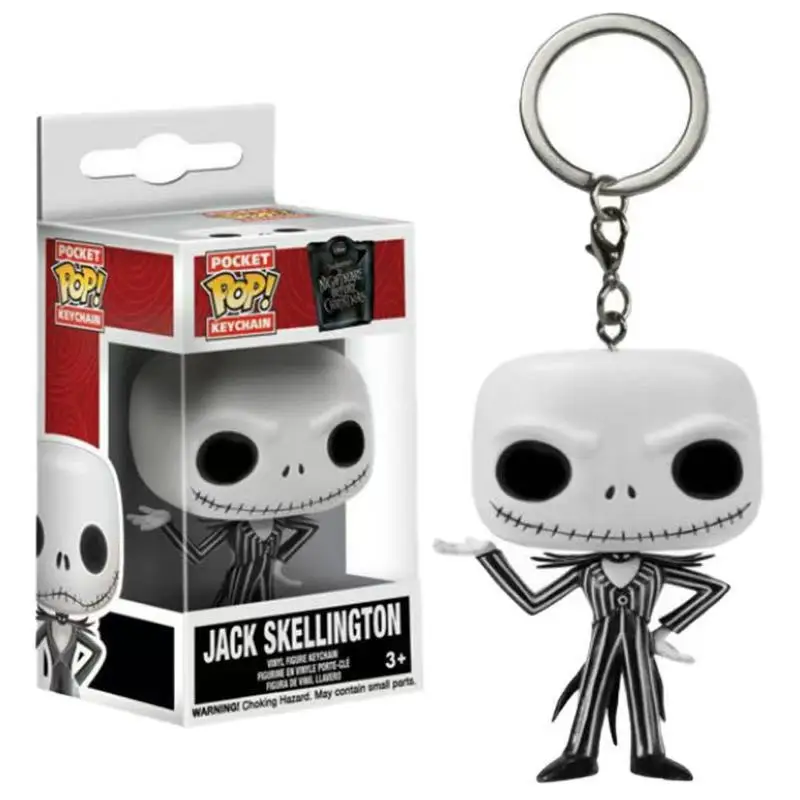 Funko Pop Pesadilla Antes de Navidad Figuras Periféricas Esqueleto Jack Versión Q Juguete Llavero Colgante Regalo de Cumpleaños para Niño