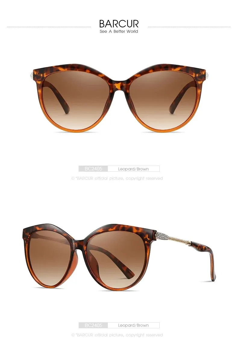 Barcur polarisierte Cat Eye Sonnenbrille Frauen Farbverlauf runde Sonnenbrille für Frauen oculos lunette de soleil femme – Detail 16