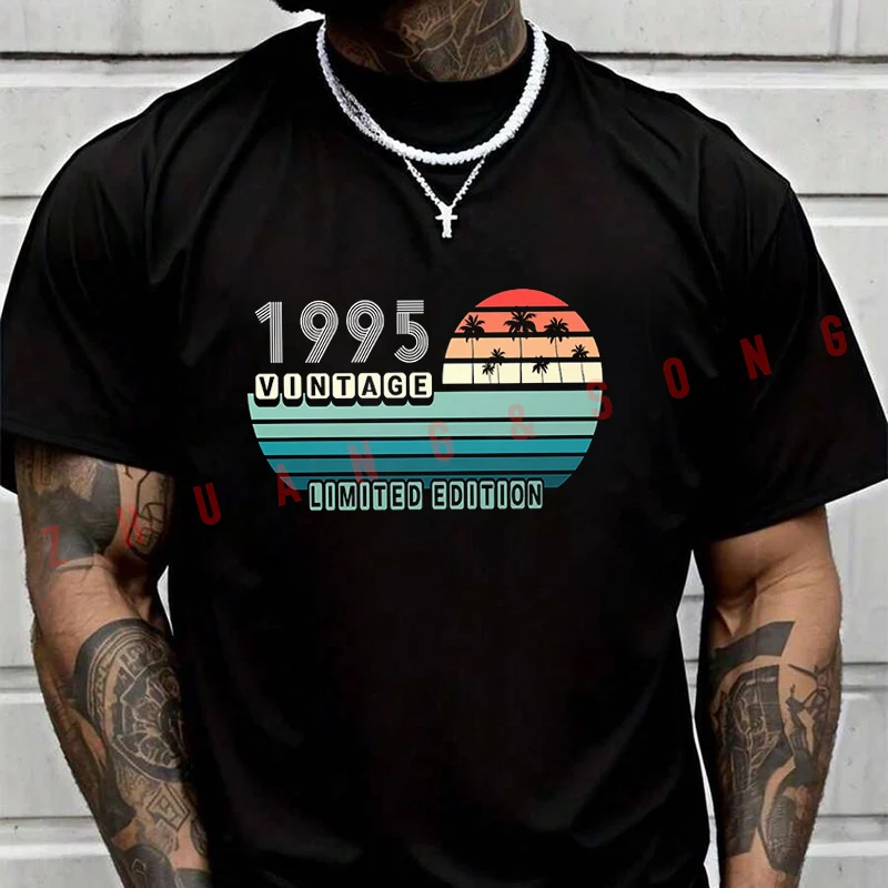 

2026 Men T-Shirt Retro 1995 Limited Edition TShirt Vintage Clothes Plain Mens Funny T Shirts Casual Clothing Harajuku