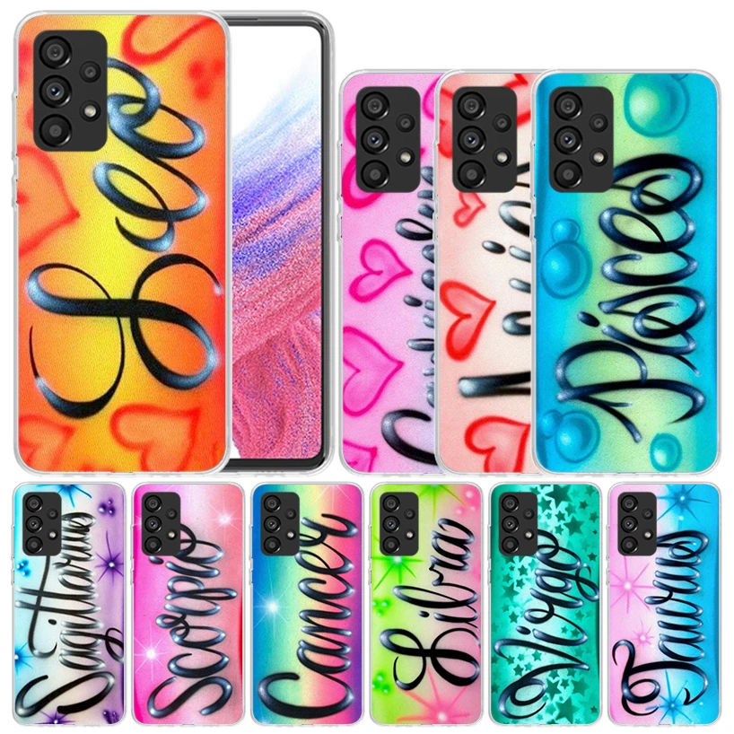 Aries Leo Libra Pisces Virgo Capricorn Soft Cover for Samsung Galaxy A52 A53 A54 A12 A13 A14 Phone Case A32 A33 A34 A22 A23 A24