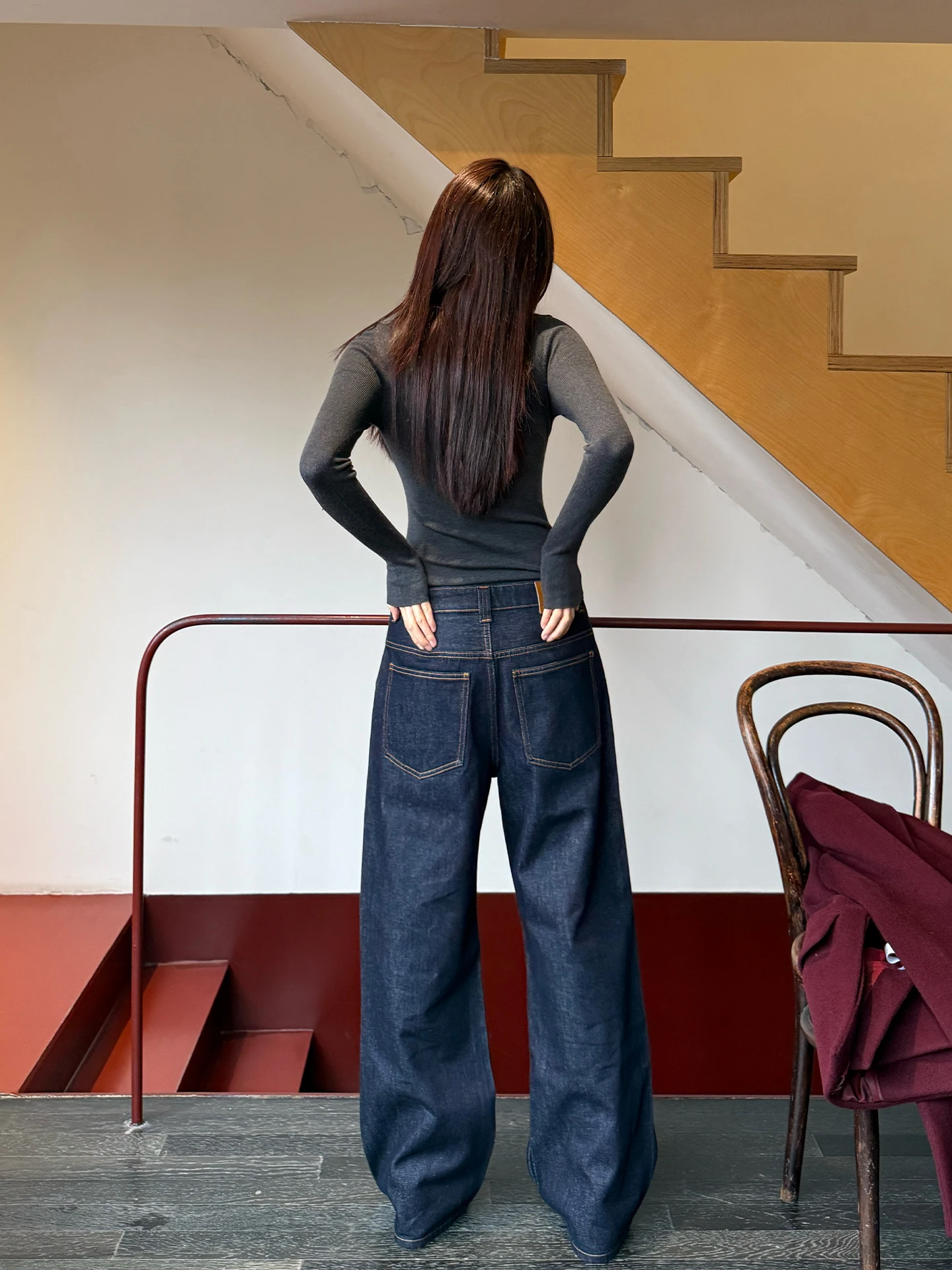 

Женские повседневные джинсы Waed Blue прямого кроя из неэластичного хлопкового денима в ковбойском стиле с завышенной талией