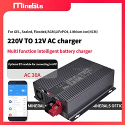 Smart Battery Charger AC to DC 12V 30A Supports LiPo LFP4 Lead-acid AGM Gel Batteries Optional BT APP lithium battery charger