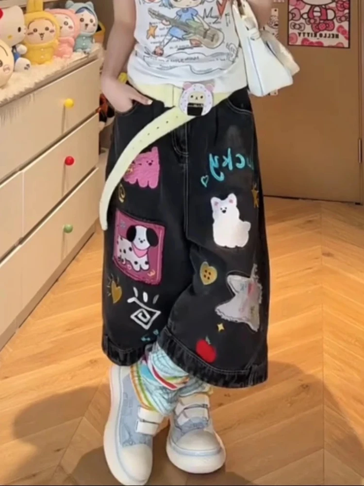 Giappone Kawaii Pantaloni di jeans Donna Dolce Harajuku Vintage Capri Jeans Ragazza carina Kpop 2000s Elegante Grunge Y2k Streetwear Bottoms