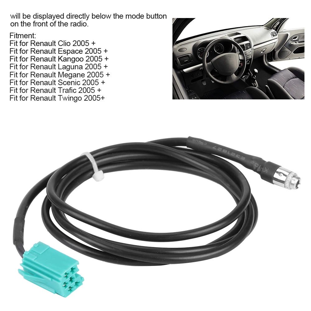 AUX Input Adapter Cable 3.5mm Jack  Cord Fit for  Clio Megane Kangoo Espace Twingo Car & Truck Interior Parts