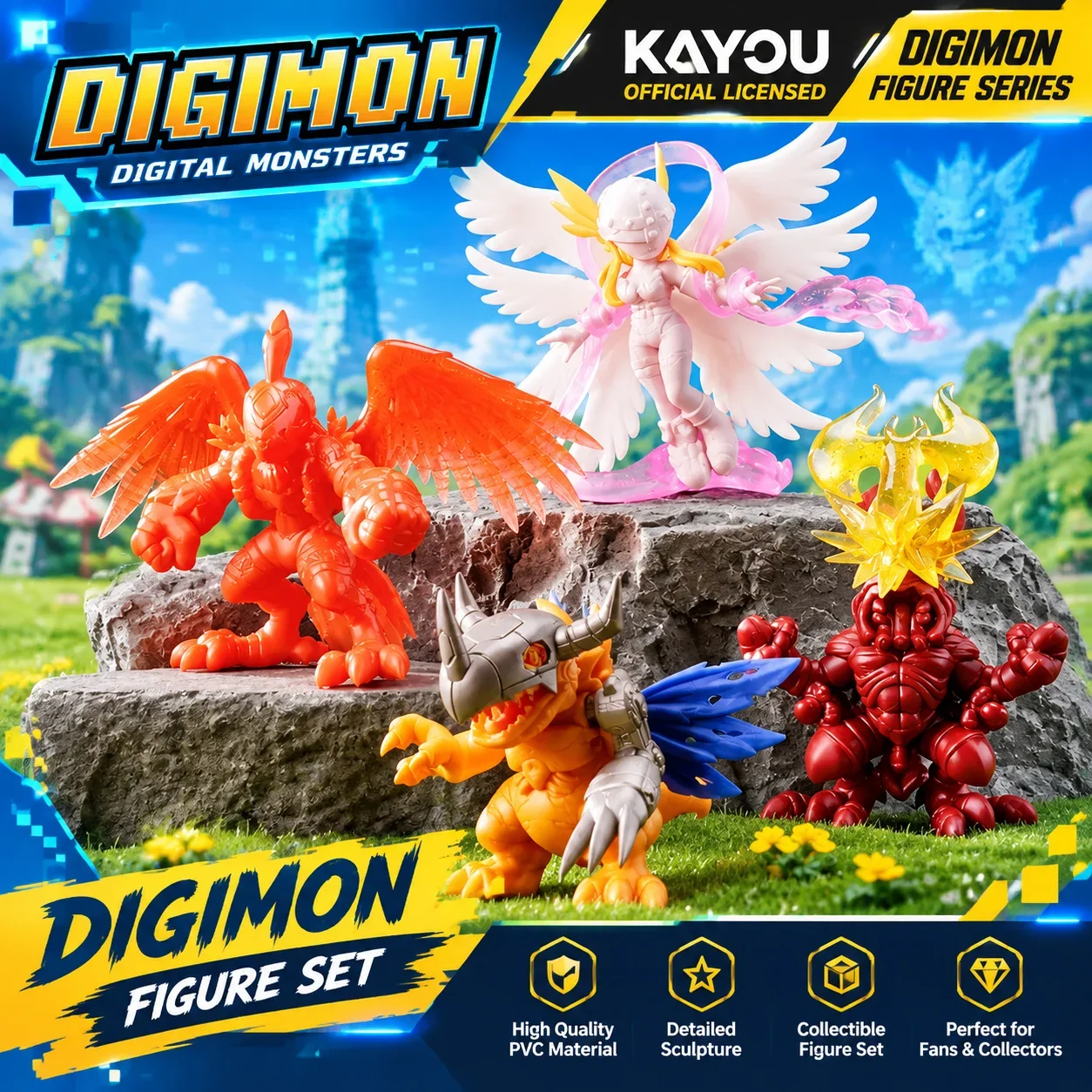 Kayou Digimon Série Évolution Dimensionnelle Figurine Miniature Gomme Boîte Mystère Boîte Surprise Gomme de Collection Officiellement Licenciée Cadeau