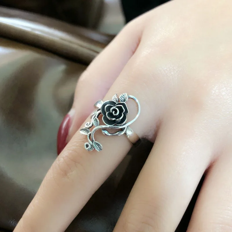 

Female Big Ring Elegant Rose Flower Open Ring Finger for Women Fahion Party Ethnic Fine Jewelry Circle Gift