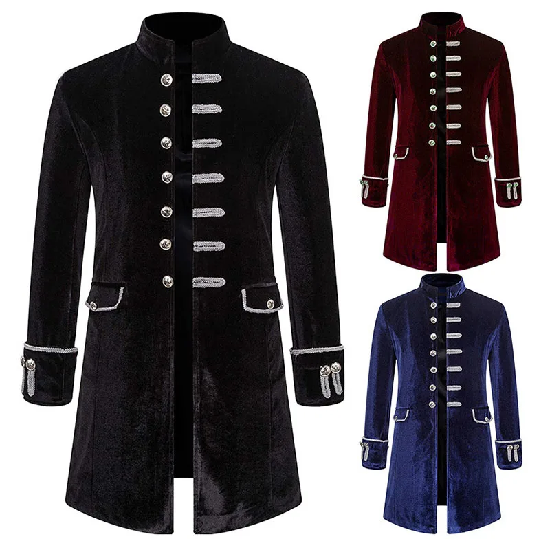 

Men's Jacket Open Windbreaker Medieval Cosplay Victorian Trench Coat Gothic Steampunk Jackets Man Clothes Halloween Costume