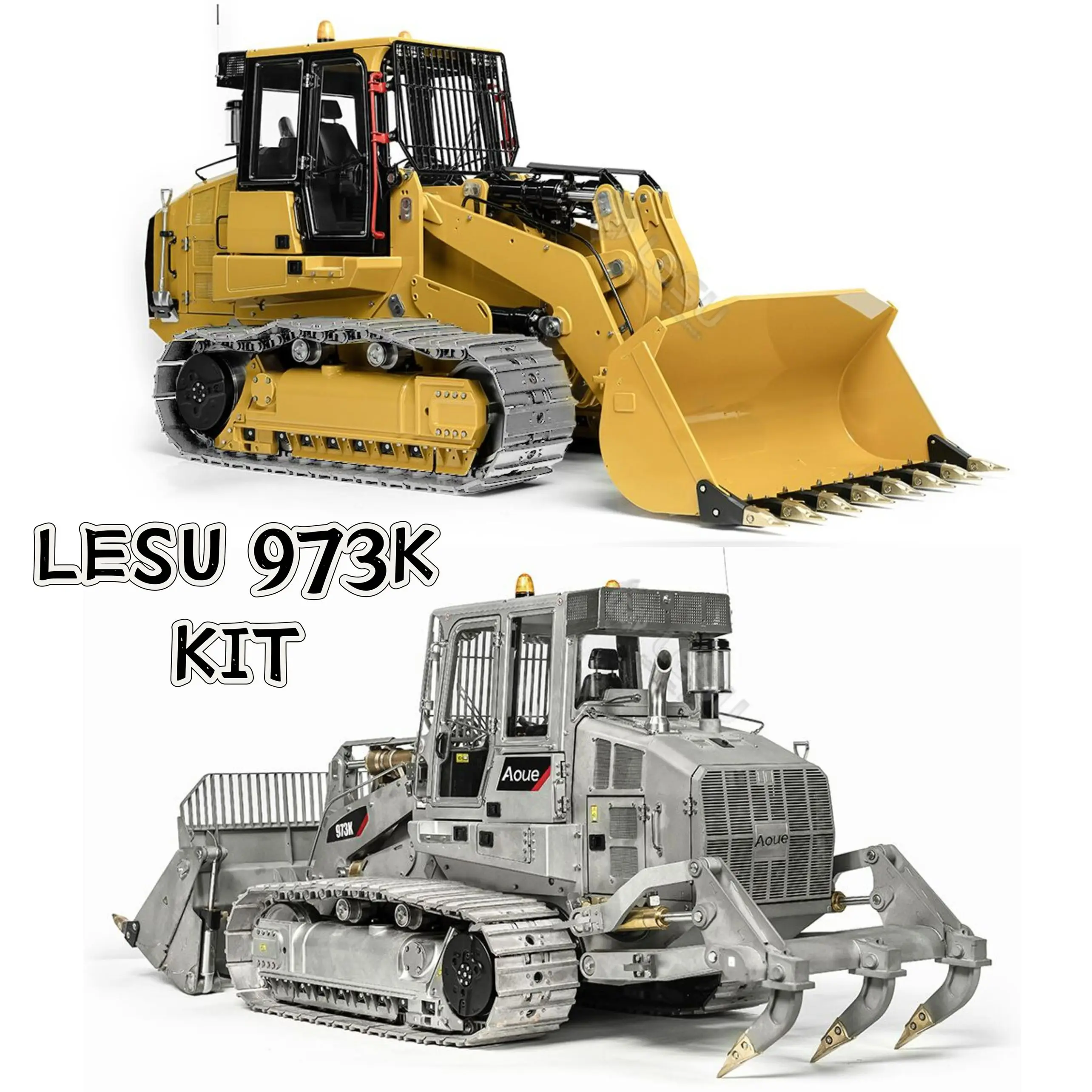 LESU 973K RC اللوادر الهيدروليكية 1/14 مقياس الآلات الهندسية نموذج المعادن التحكم عن بعد لعبة عالية النسخة محمل المسار اللعب