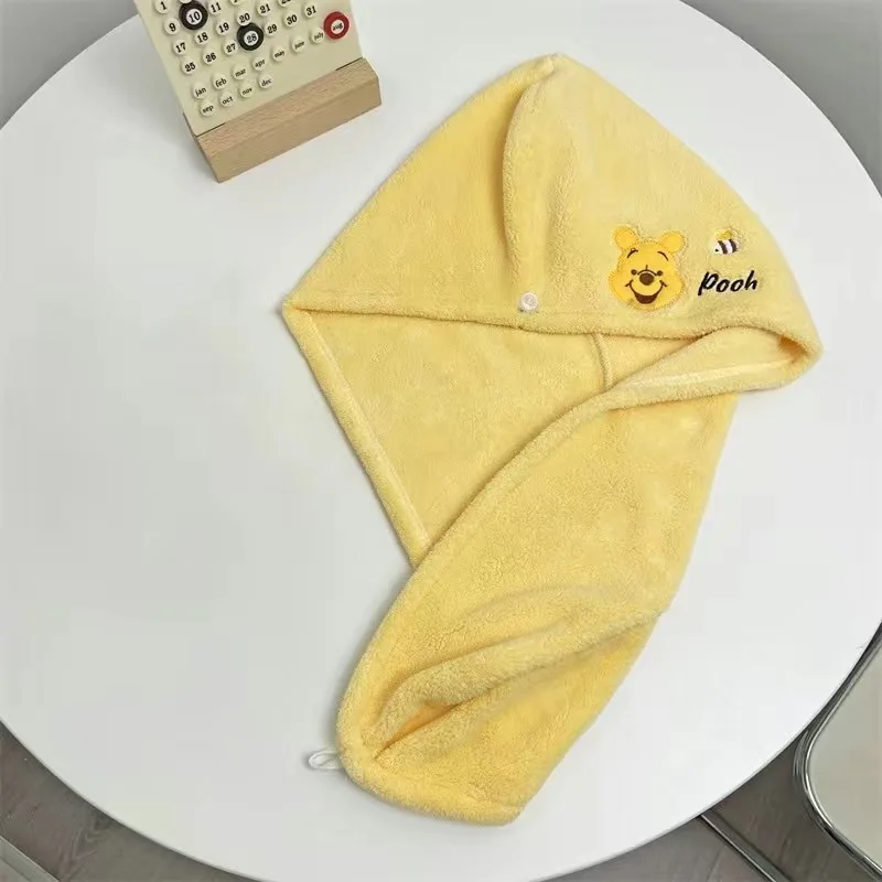 Disney-winnie The pooh bearぬいぐるみヘアキャップ、シャワースカート、かわいいアニメ準備バスローブ、学校のアクセサリーにタオル旅行、ドライ、2個