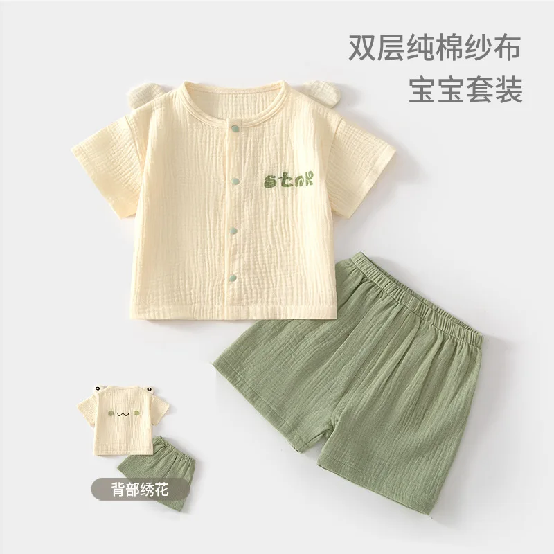 

Детские хлопковые пижамные комплекты: домашняя одежда для малышей, шорты и футболка с коротким рукавом, летняя одежда для девочек для помещений с кондиционером