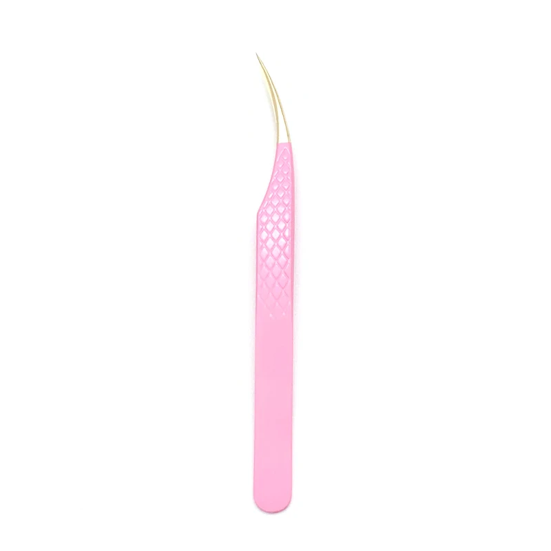 YGirlash Custom Pink Precision Anti-static Stainless Steel Eyelashes Tweezers Professional Tweezers Extension Lashes tweezers