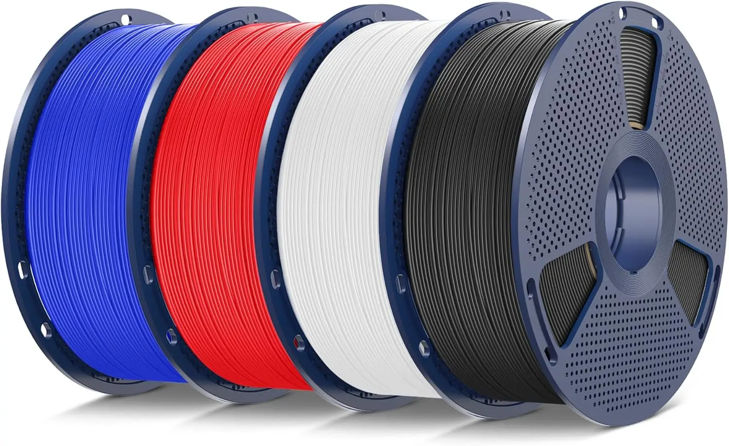 

4kg ASA Filament 1.75mm Bundle, UV/Rain/Heat Resistant, Tough 3D Printer Filament for Outdoor Parts, 4 Spools (Black+White+Klein Blue+Red)