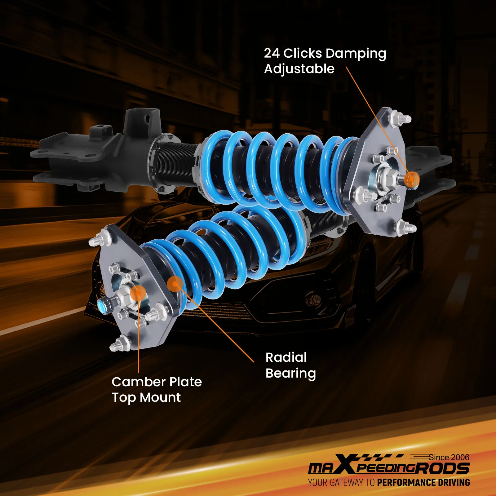 

MaXpeedingrods T6 Coilovers 24 Way Damper Struts Kit For Elantra AD Sedan 17-20