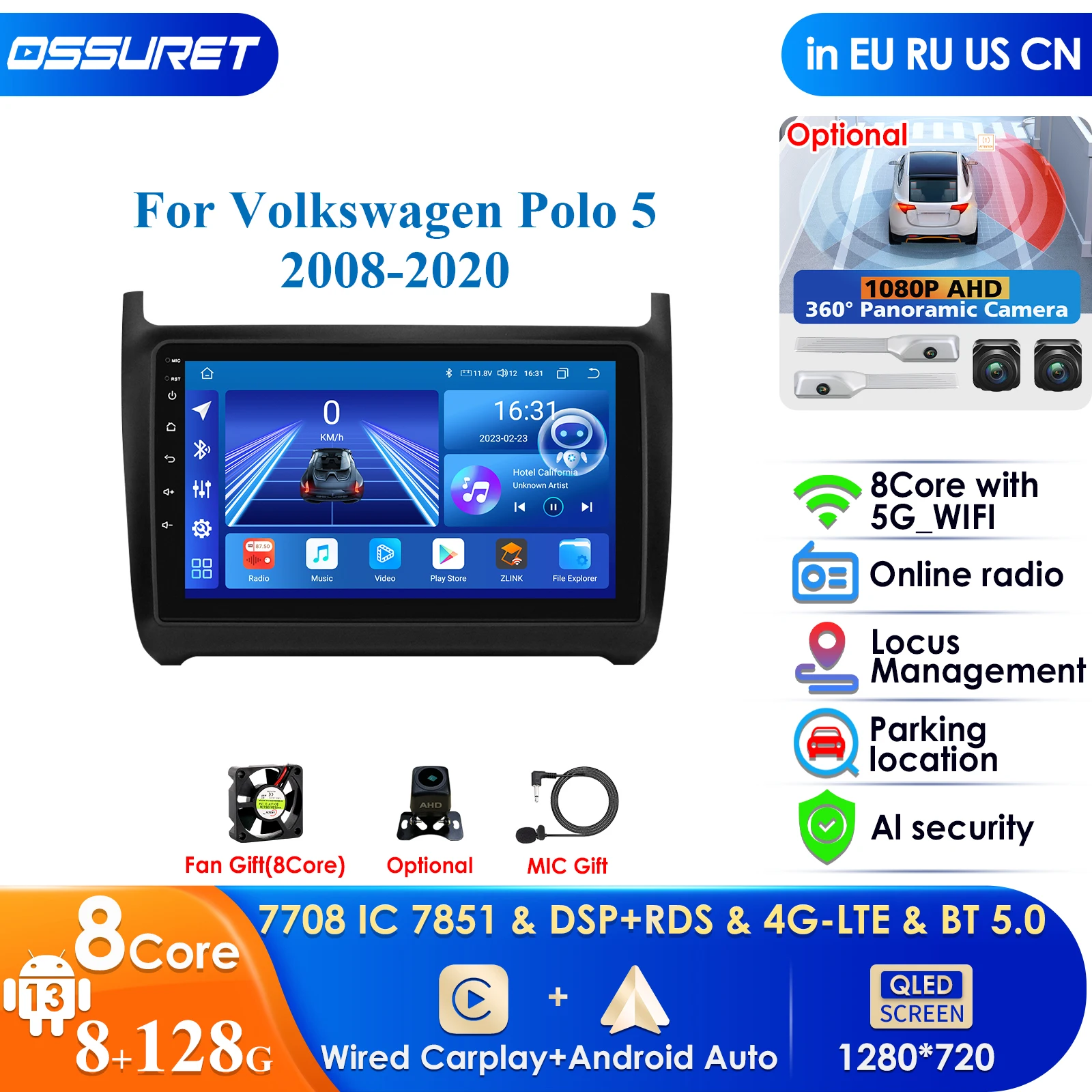 for Volkswagen Polo 5 2008-2020 Car Radio Multimedia Video Player Navigation GPS 4G Carplay Android 13 AutoRadio Stereo Headnit