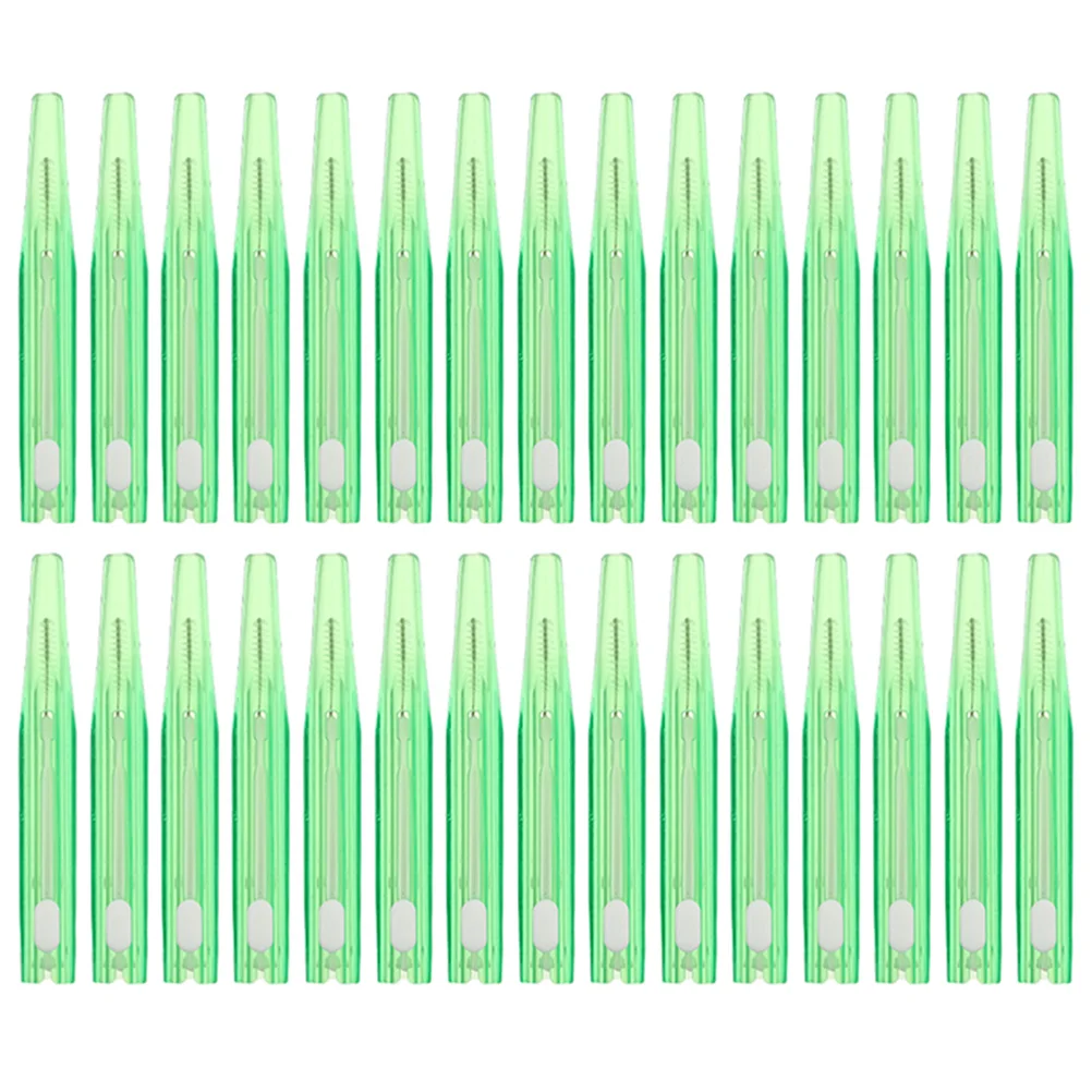 30 قطعة فرش بين الأسنان 0.8 مللي متر طرف رفيع يختار الأسنان للمرضى الأقواس إزالة البلاك الفعالة سهلة الحمل مجموعة منظف الفم