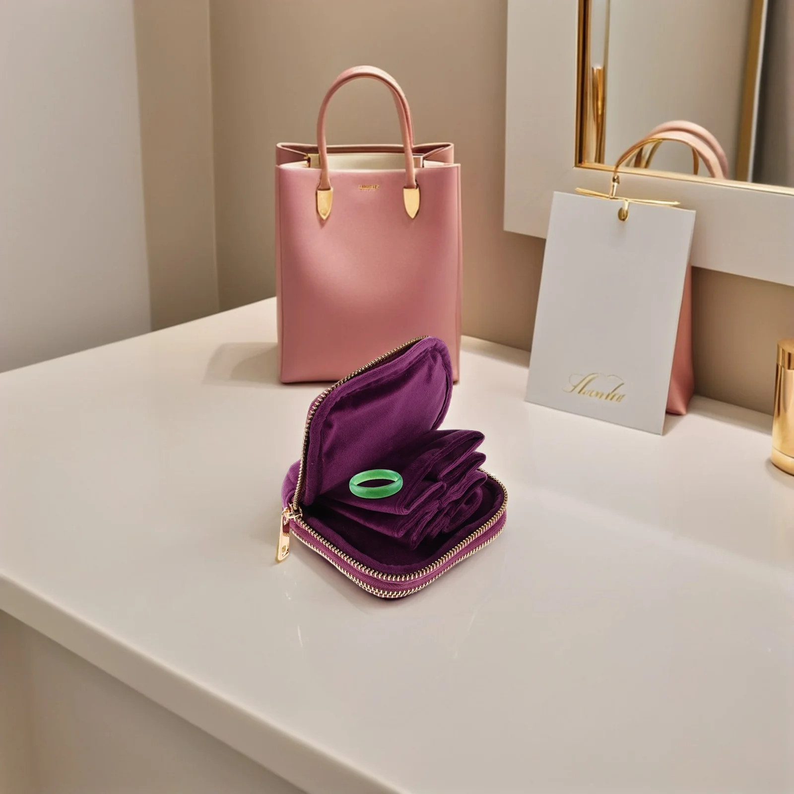 

Portable Zipper Jewelry Travel Bag Compact Organizer for Necklace Ring Bracelet Storage Case Multicompartment Travel Jewelry