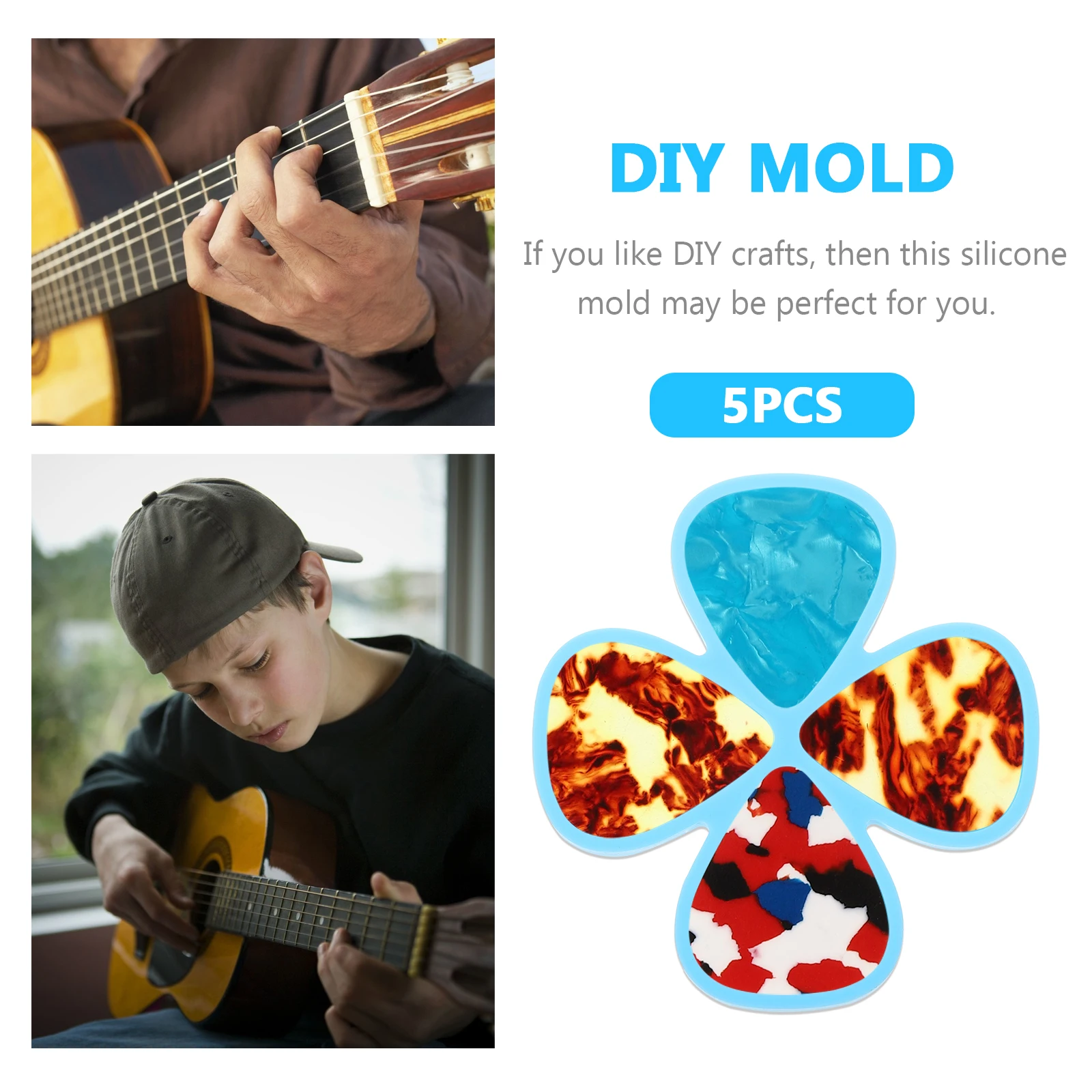 

5 Pcs Guitar Pick Mold Diy Crafts Acoustic Accessories Three-dimensional Silica Gel