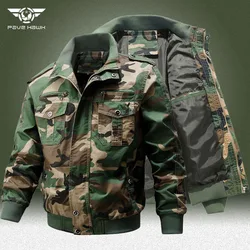 Camo Cargo Jackets Men Big Size 6XL Multi-pocket Wear-resistant Bomber Windbreaker Coats Outdoor Training Camping Jacket