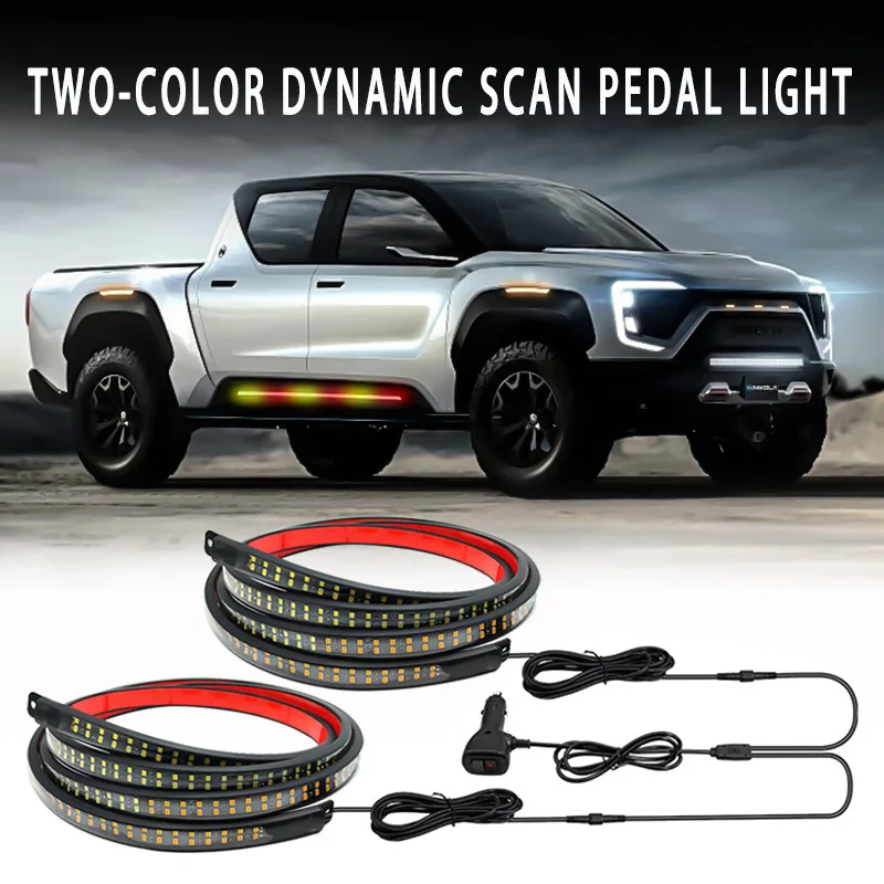 

180/150CM Car LED Dual Row Running Road Pedal Light Strip Truck Emergency Strobe Light Pickup Door Warning Light Strip For SUV