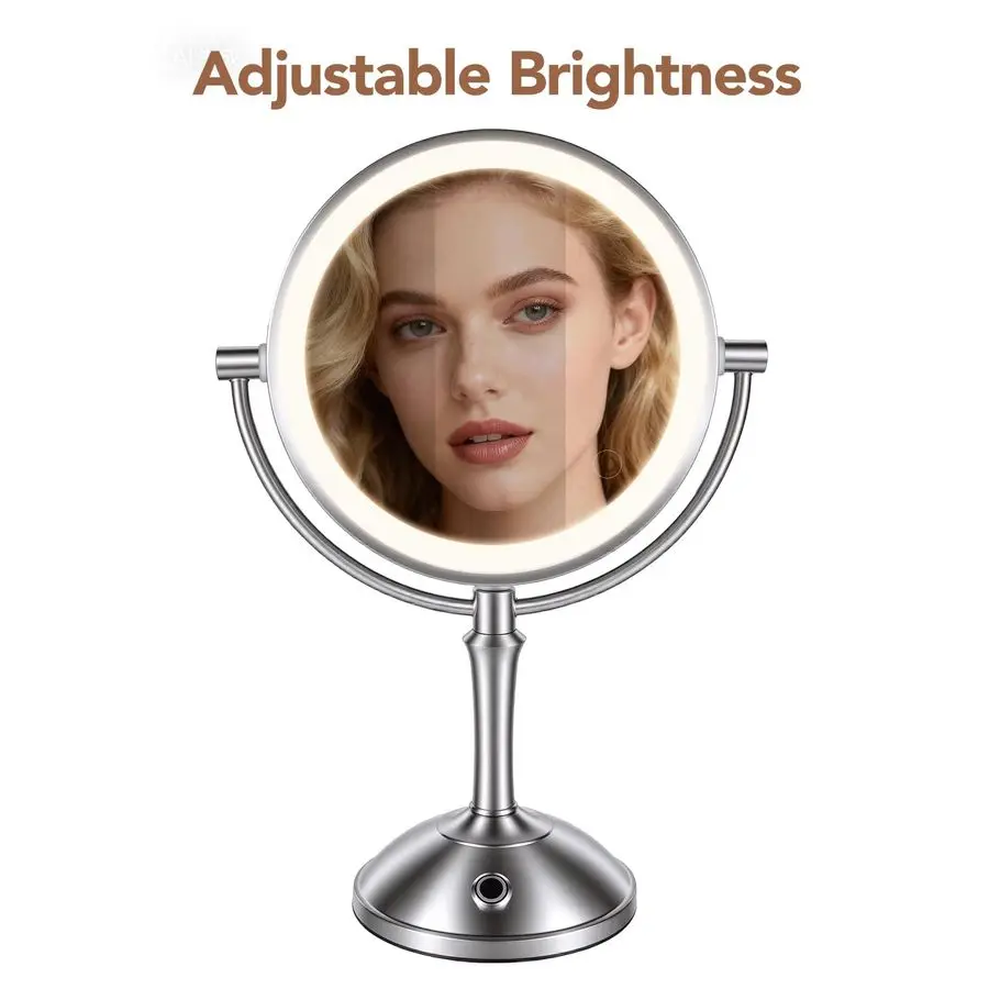Vanity Mirror with Lights,360 Magnifying mirror with Light 10X,3 Light Settings Magnifying Mirror,Rechargeable Makeup Mirror,Dim
