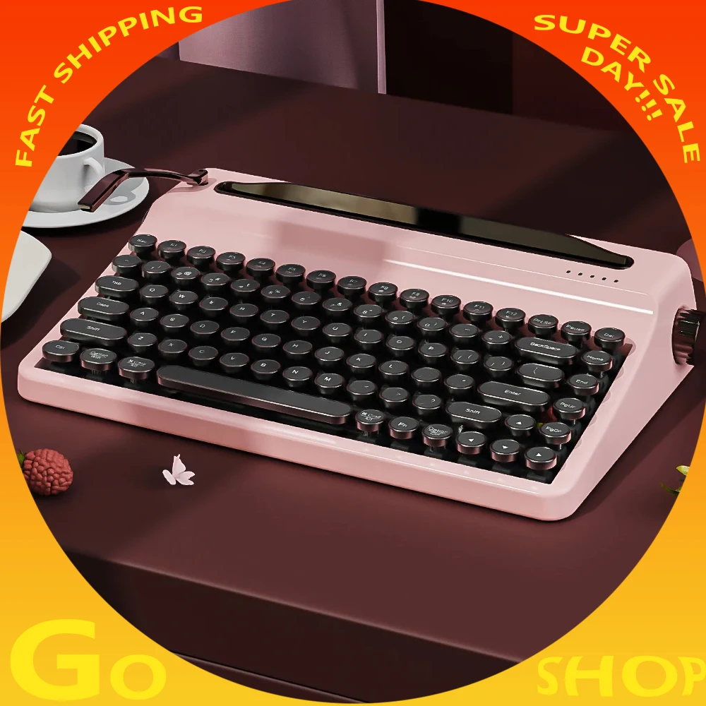 

YUNZII QL75 Typewriter Wireless Mechanical Keyboard Tri-mode Hot Swap Retro Office Keyboards RGB Mac/Android/Windows/Linux/iOS
