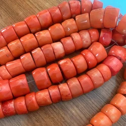 16-20mm Orange Column Drum Fashion Jewelry Design Real Genuine Natural Coral Beads Strand 15