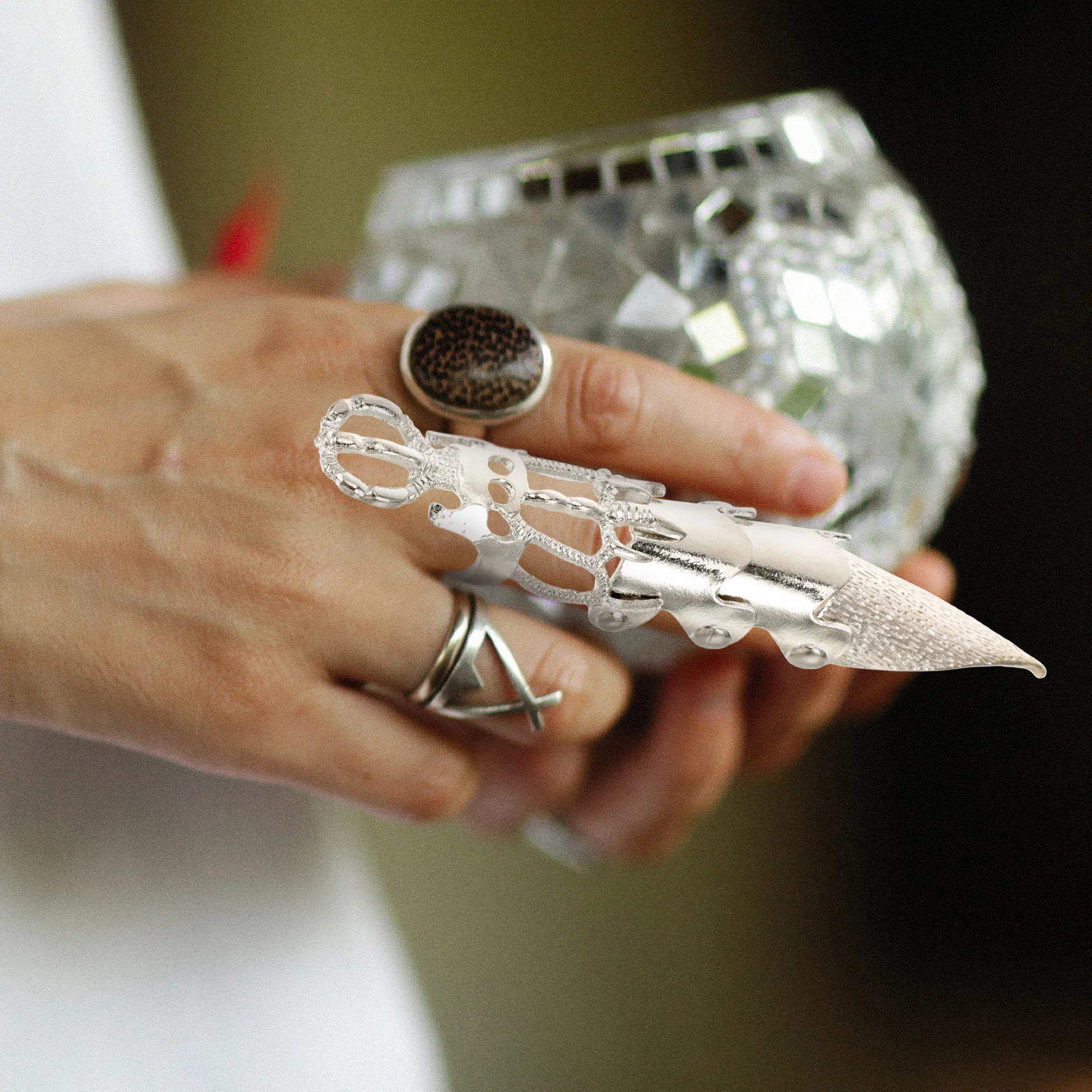 

2Pcs Fashionable Dragon Head Long Ring Sterling Silver Finger Accessories For Men
