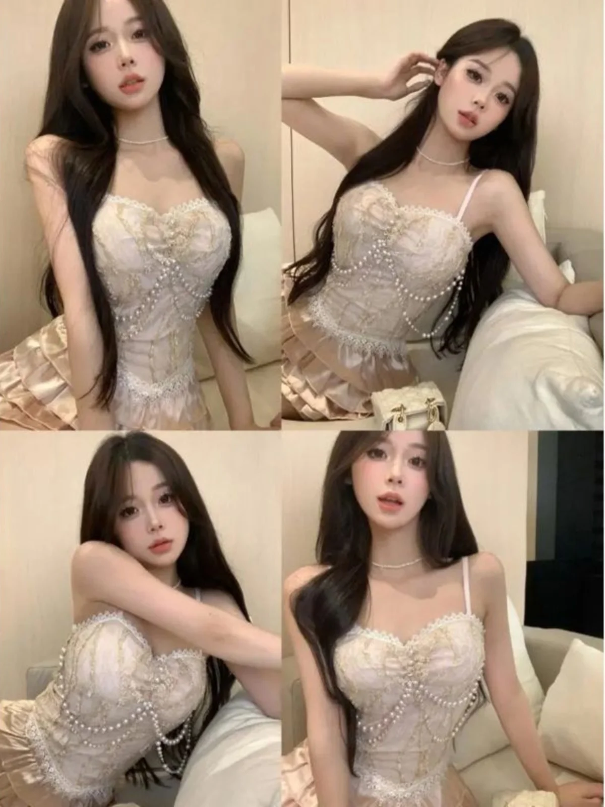 Sexy Sweet And Spicy Girl Pure Desire Lace Crop Top And Skirt Two-Piece Set for Women Polyester Fabric Casual Faion Set