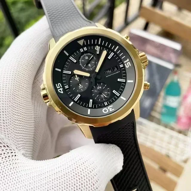 44 ملم كوارتز كرونوغراف خاصًا خارجيًا بإطار دوار رمادي للرجال ساعة كاملة الوظائف Aquatimer مخصصة #5