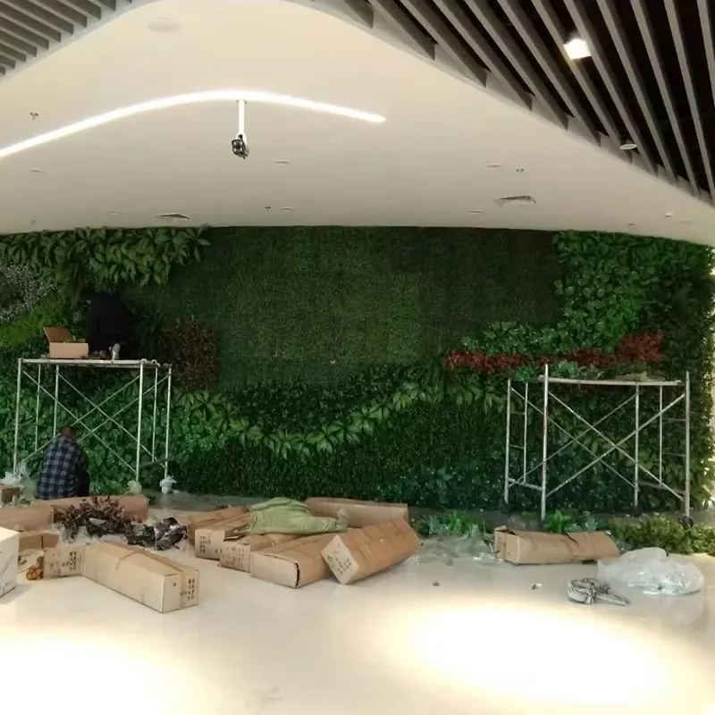 Custom Made Eco-Friendly UV Resistant Plastic Artificial Vertical Green Grass Wall Boxwood Hedge Piece for Indoor/Outdoor