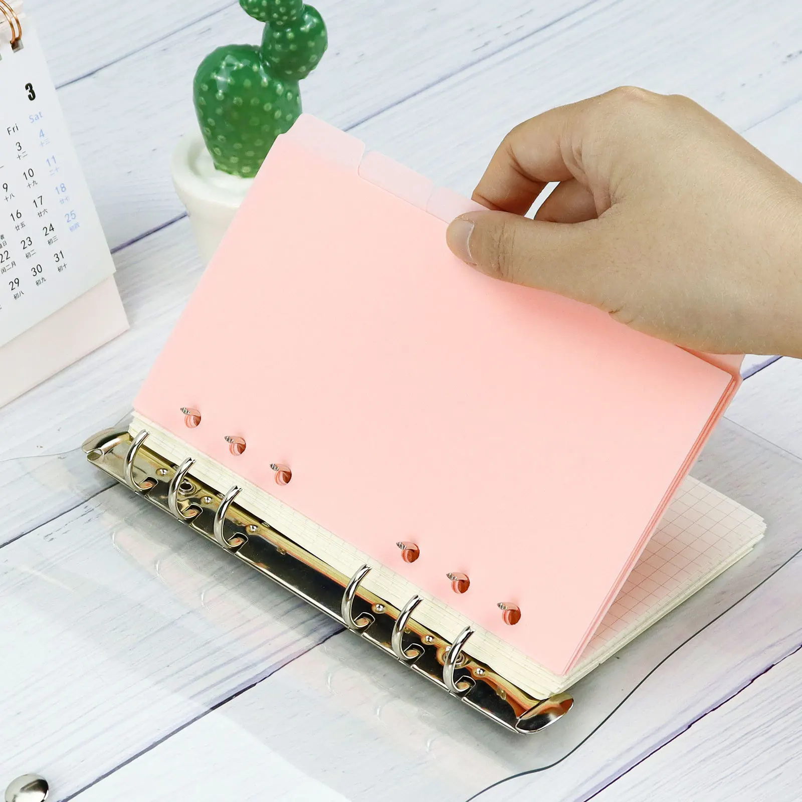 A5 A6 A7 Pink Index Divider Cute 6 Holes For Binder Planner Notebook Stationery Notebook Paper Divider Accessories