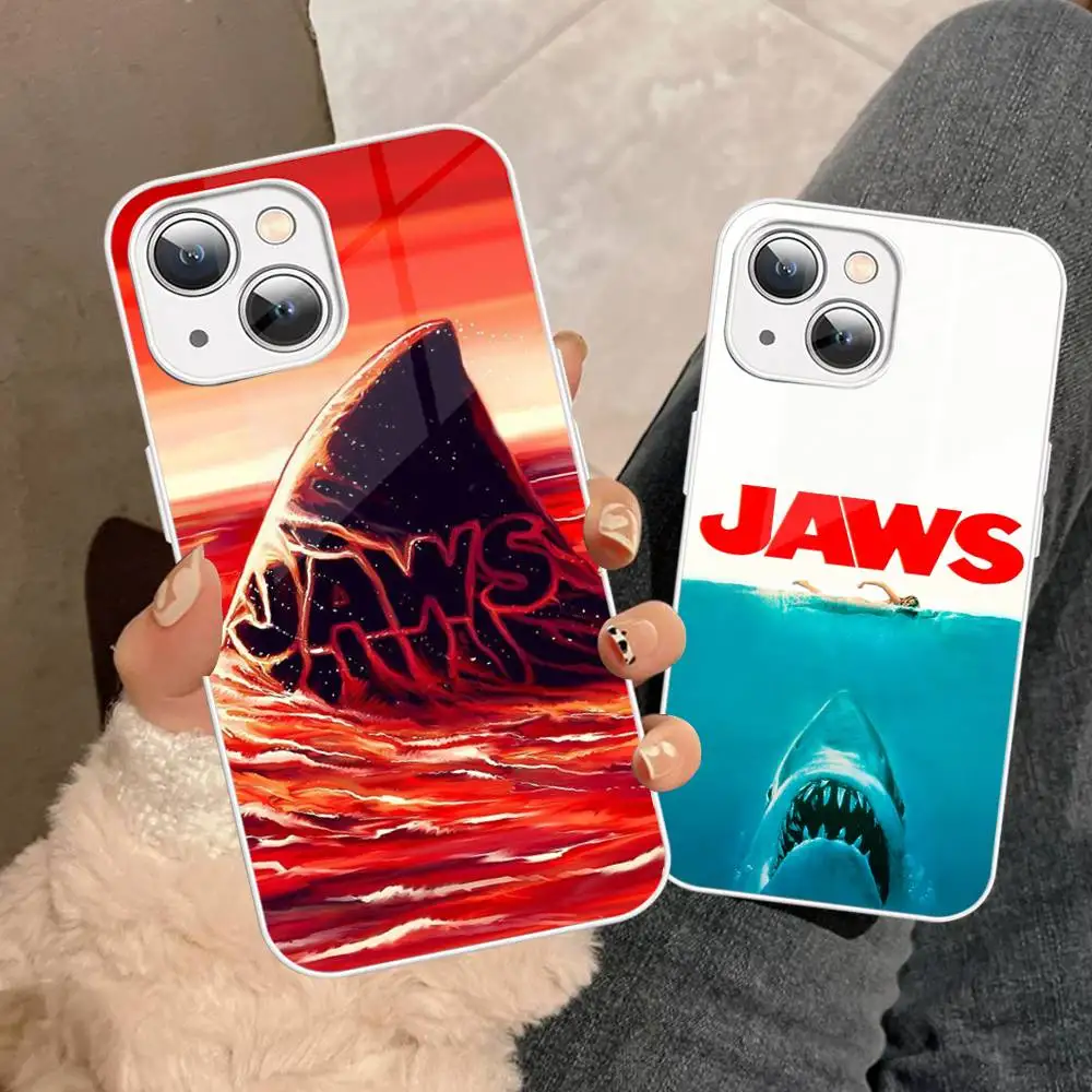 J-JAWS Classic Movie For IPhone 14 13 12 Mini 11 Pro XS Max X XR 14 Plus Tempered Glass Cover