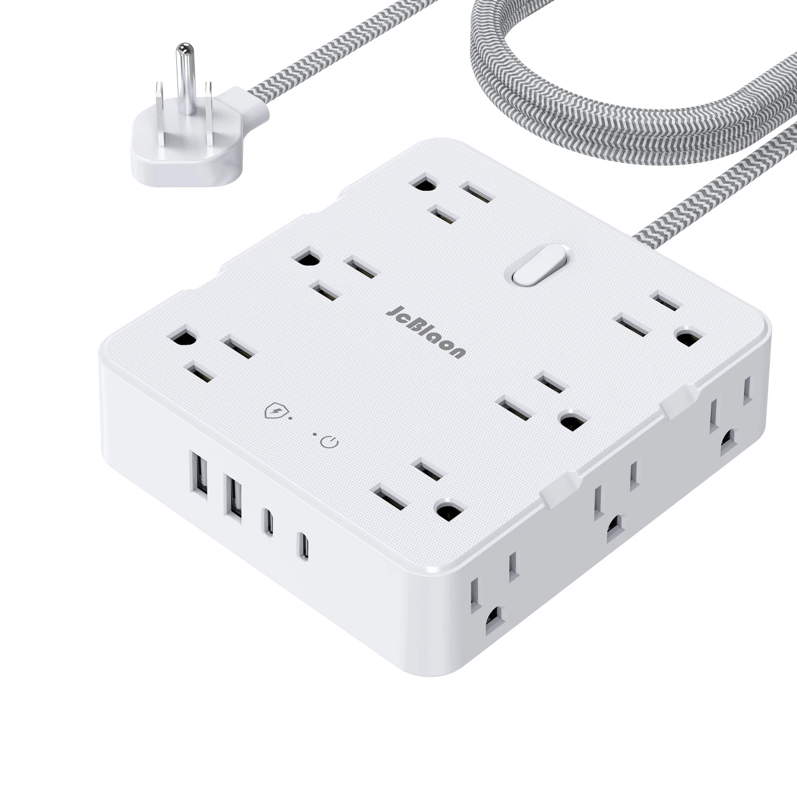 Multi Tap Power Strip US Plug - 12 AC Outlets 4 USB Ports 5ft Extension Cord Electrical Socket Network Filter for Home Office