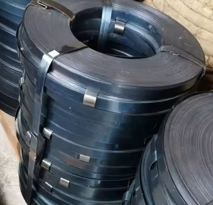 32mm Black Painted Packing Steel Strapping Band Oscillated Wound Black Waxed Metal Strapping