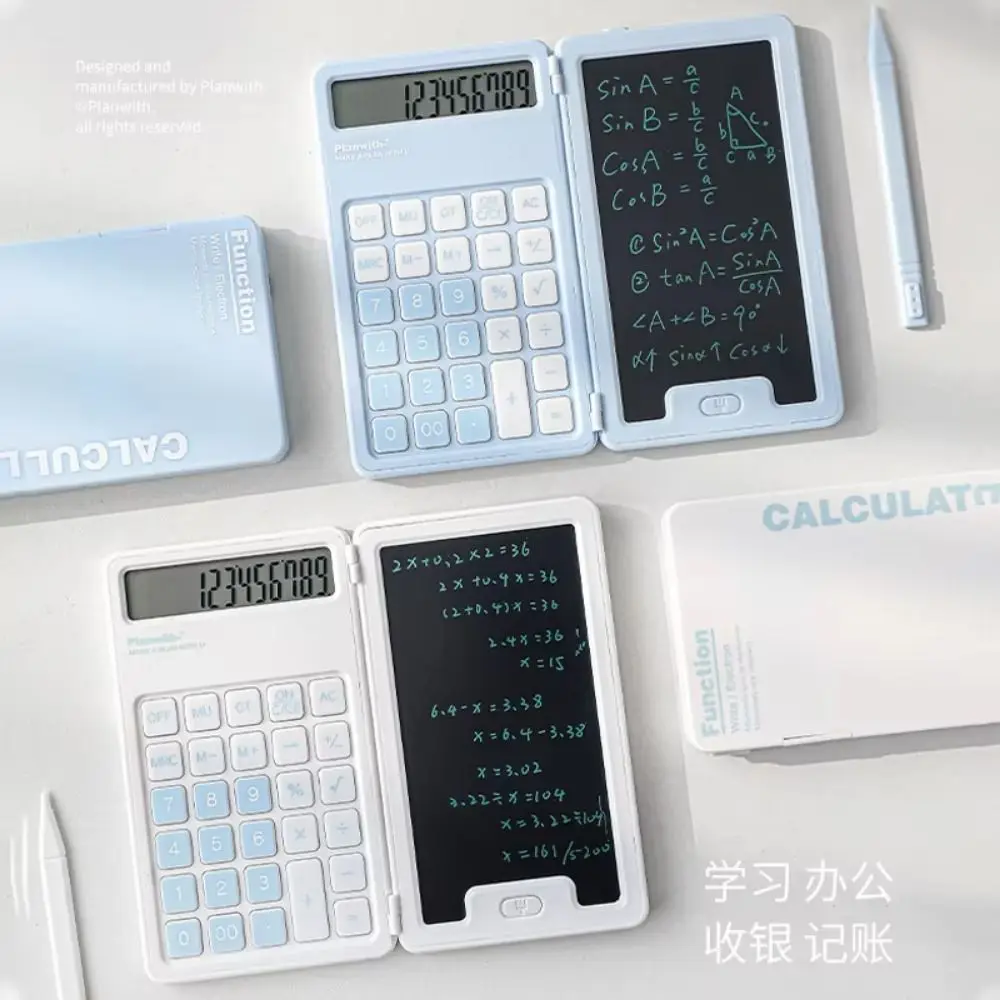 

Cute Foldable Calculator LCD Display Portable Mini Finance Calculator with Writing Board Practical Student Calculator