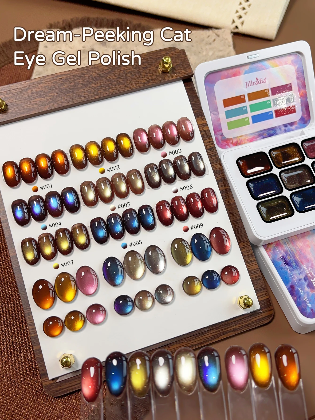 Jillradia 9-Girds Dream-Peeking Cat Eye Pattern Gel Smudges Canned High Saturation Popular Semi-Solid Nail Polish Gel Nail Salon