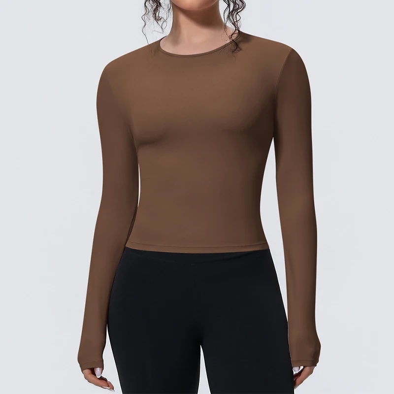 Hearuisavy Summer Sports Long Sleeved Shirts Women Breathable Workout Tops Fitness Sportswear Naked Feel Yoga Clothing Gym Tops