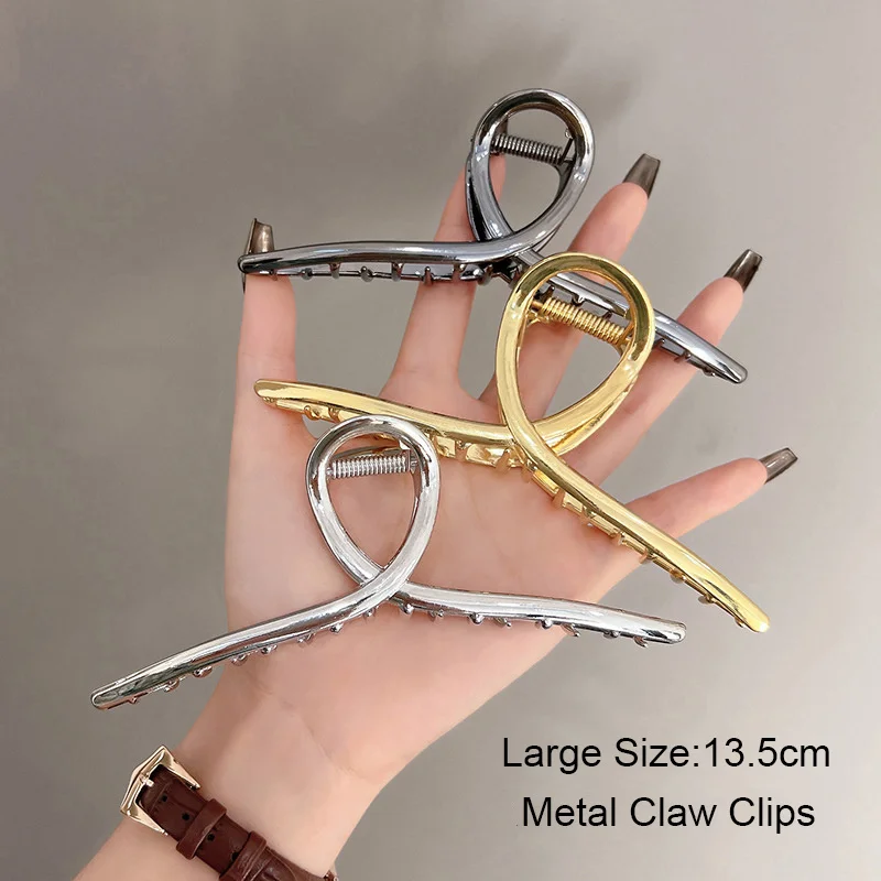 13.5cm ponadgabarytowy metalowy pazur moda duży pusty klips spinka do włosów modne nakrycia głowy z uchwytem do włosów dla dziewczyny akcesoria do włosów prezenty
