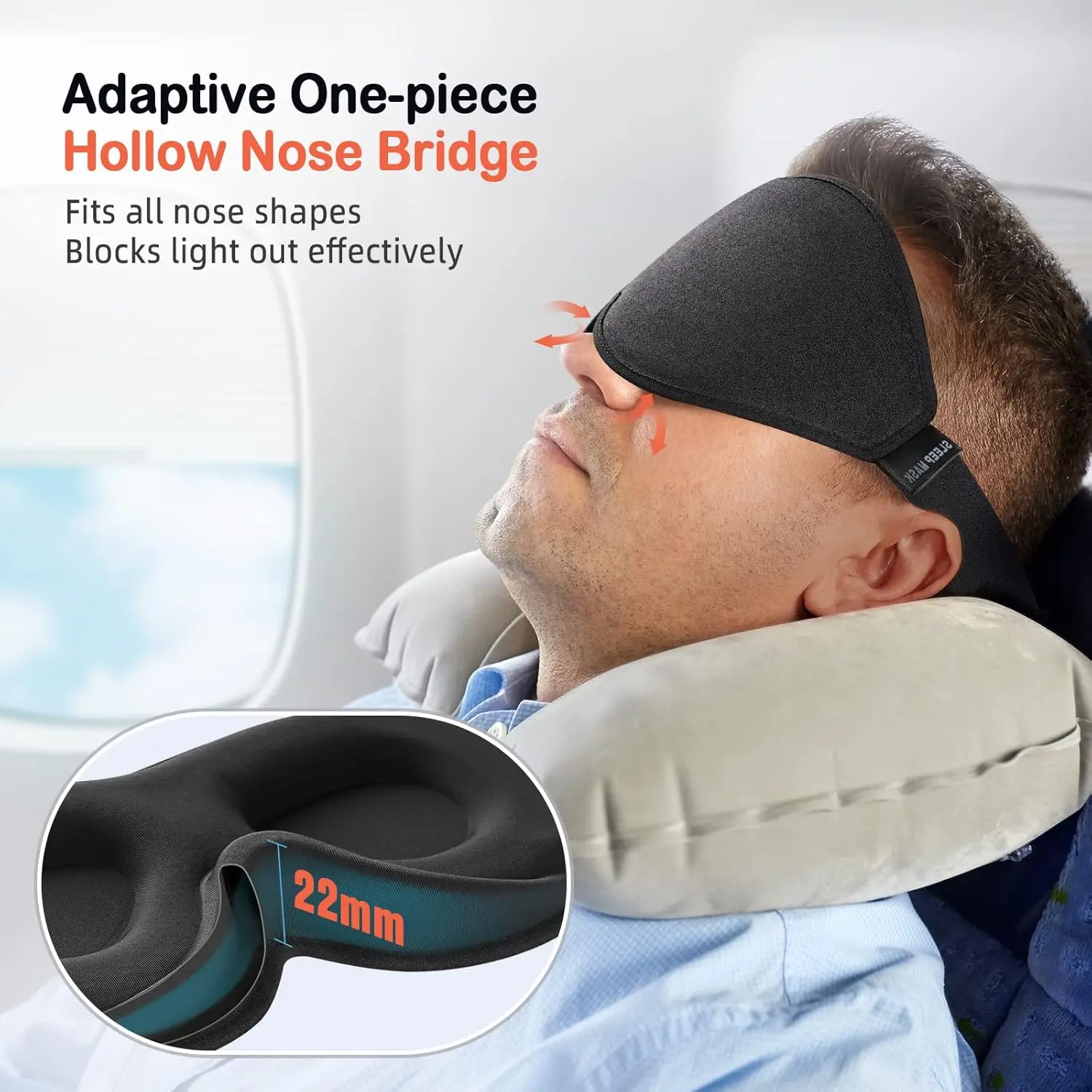 Sleep Mask for Side Sleeper Women Men, Eye Mask for Sleeping Light Blocking, 3D Contoured Cup Sleeping Mask, Soft Breathable Sle - view 3