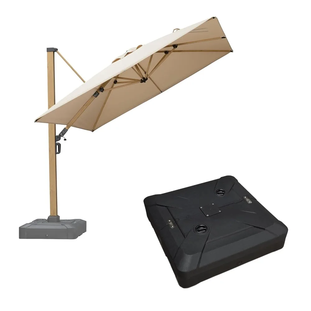 

9-foot Patio Umbrella with Square Base, Cantilever Design, Large Windproof Side-standing Outdoor Umbrella, Customizable