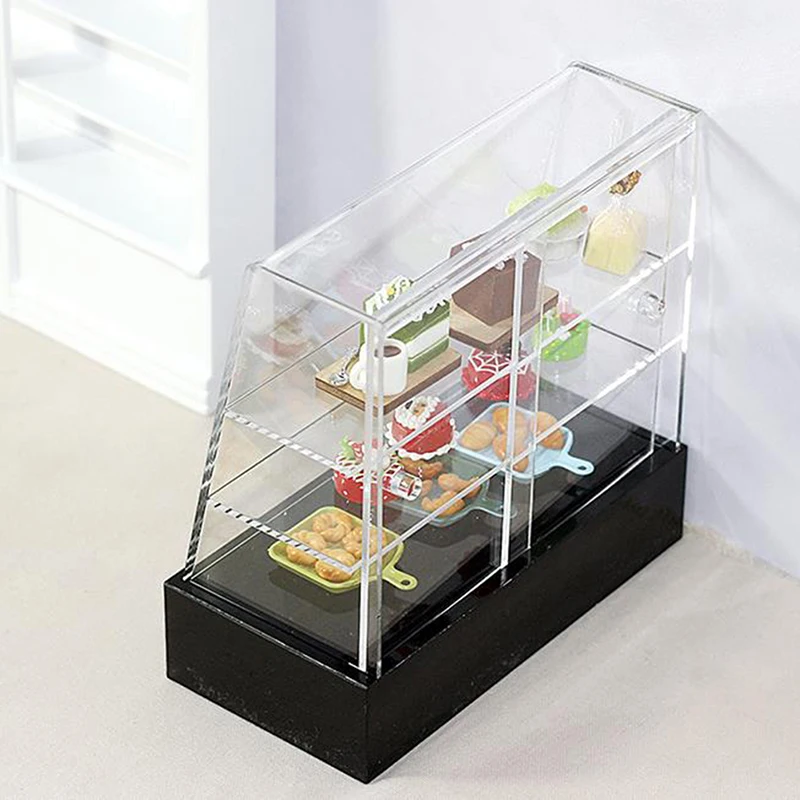 1:12 Miniature Cake Counter Wooden Showcase Cabinet Dollhouse Fruniture Decor