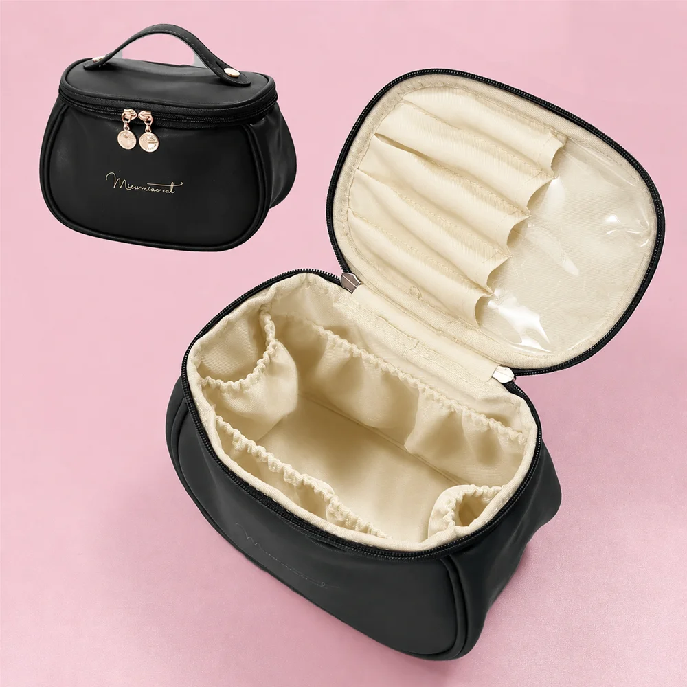 Große, tragbare, hochwertige, wasserdichte Kosmetiktasche für Damen, große PU-Leder-Waschtasche, Reise-Kosmetik-Aufbewahrungstasche – Detail 7