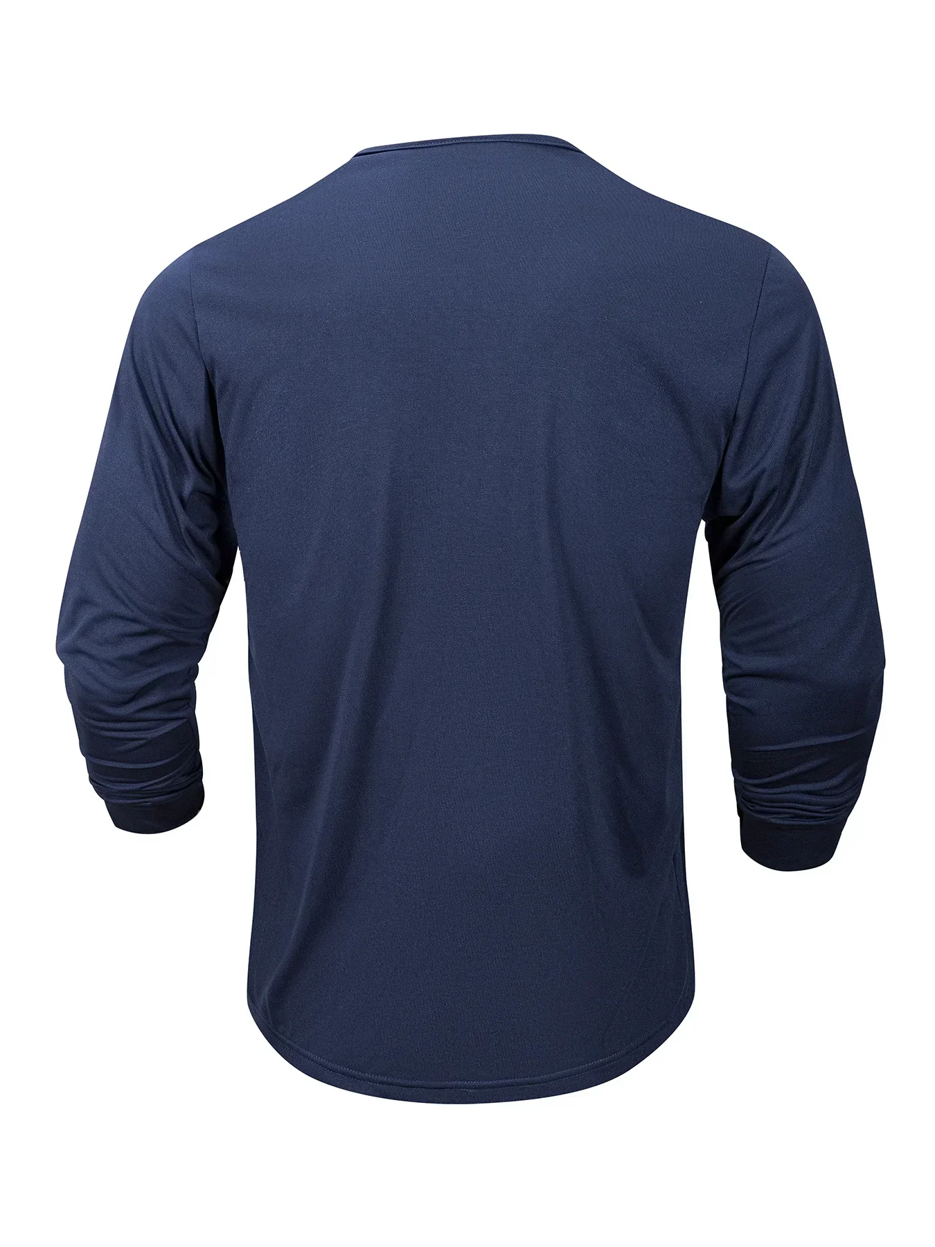 Henley Neck T-Shirt Herren Basic Atmungsaktive Herren Langarm Tops T-Shirts Frühling Herbst Lässige Einfarbige Tasten-T-Shirts – Detail 8