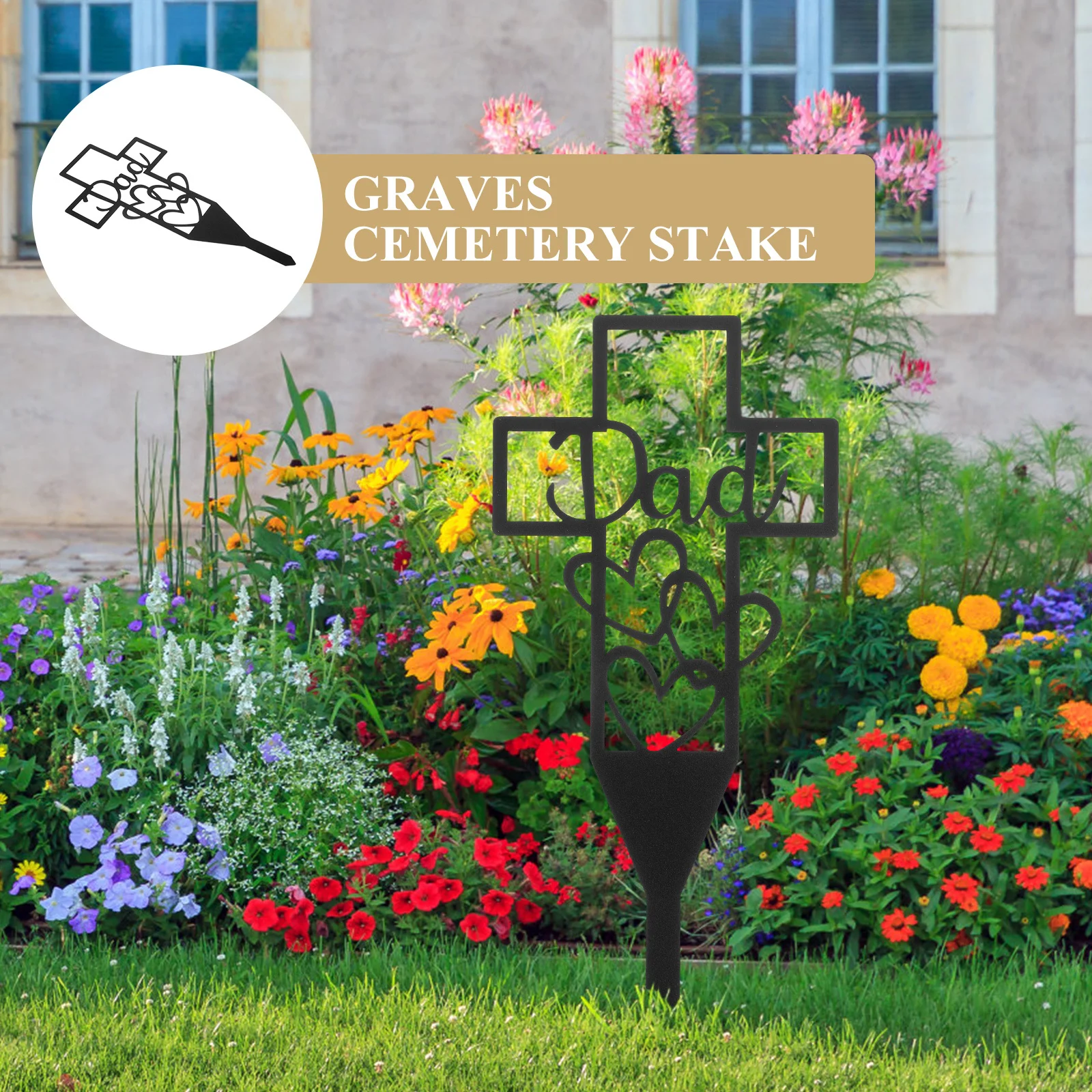 

Double Heart Memorial Stake Garden Ornament For Graveyard Yard Cemetery Decoration Pet Memorial Stones Insert Stake Adorn