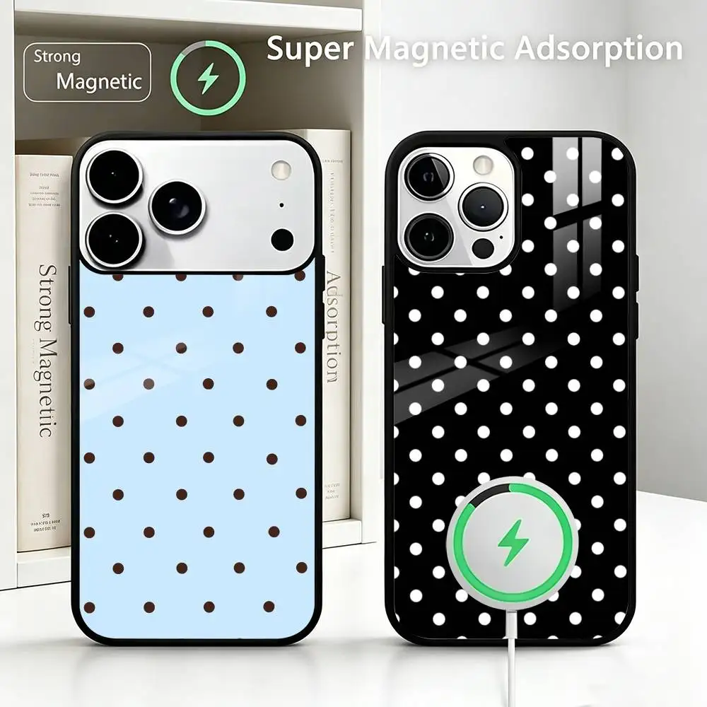 

Clmj Polka D-Dots-s Phone Case For IPhone17 16 15 14 13 12 11 Pro Max Plus Wireless Charger Cover Funda
