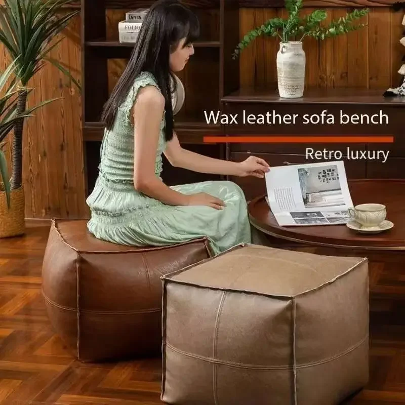 

Light Luxury Leather Mat Tatami Floor Storage Seat Cushion Living Room Household PU Leather Seat Cushion Old Clothes Storage Bag